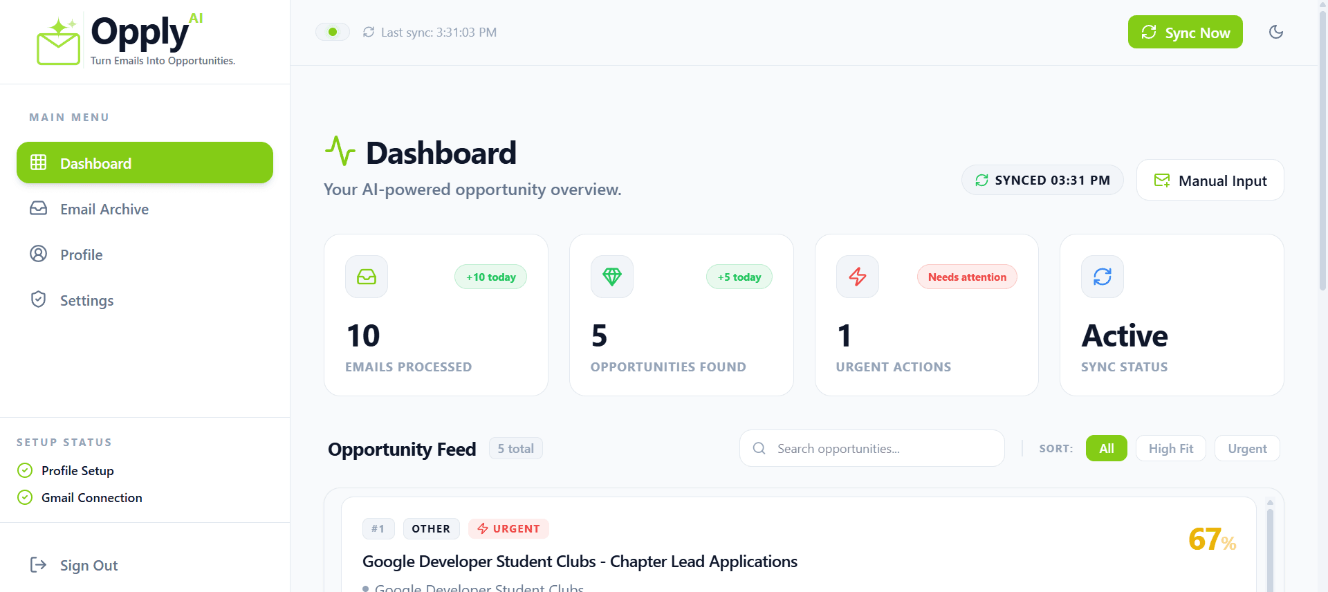 Opply AI — Student Email Assistant